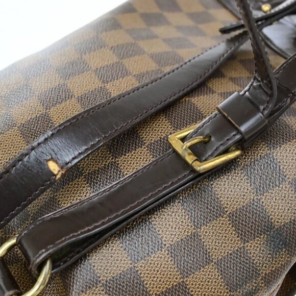 LOUIS VUITTON Logo Soho Backpack Bag Damier Ebene Leather Brown - Picture 9 of 16